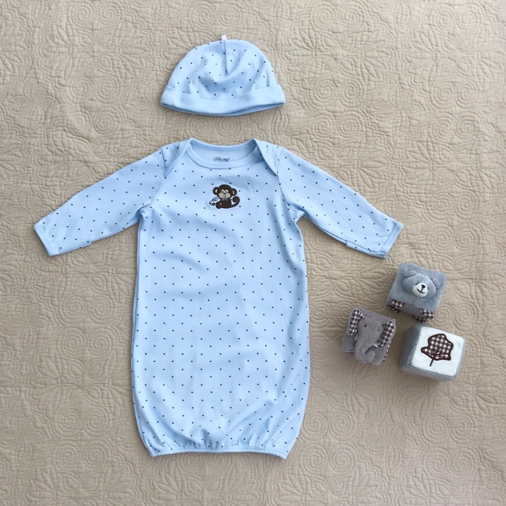 Little Me ‘Little Monkey’ Gown & Hat— NWOT